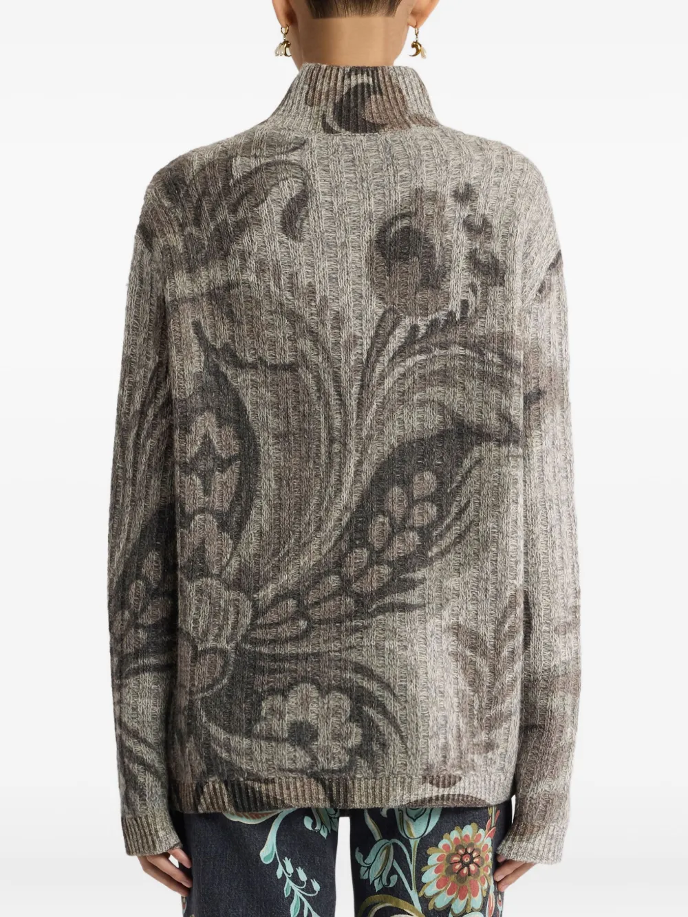 ETRO Geribbelde trui met paisley-print Grijs