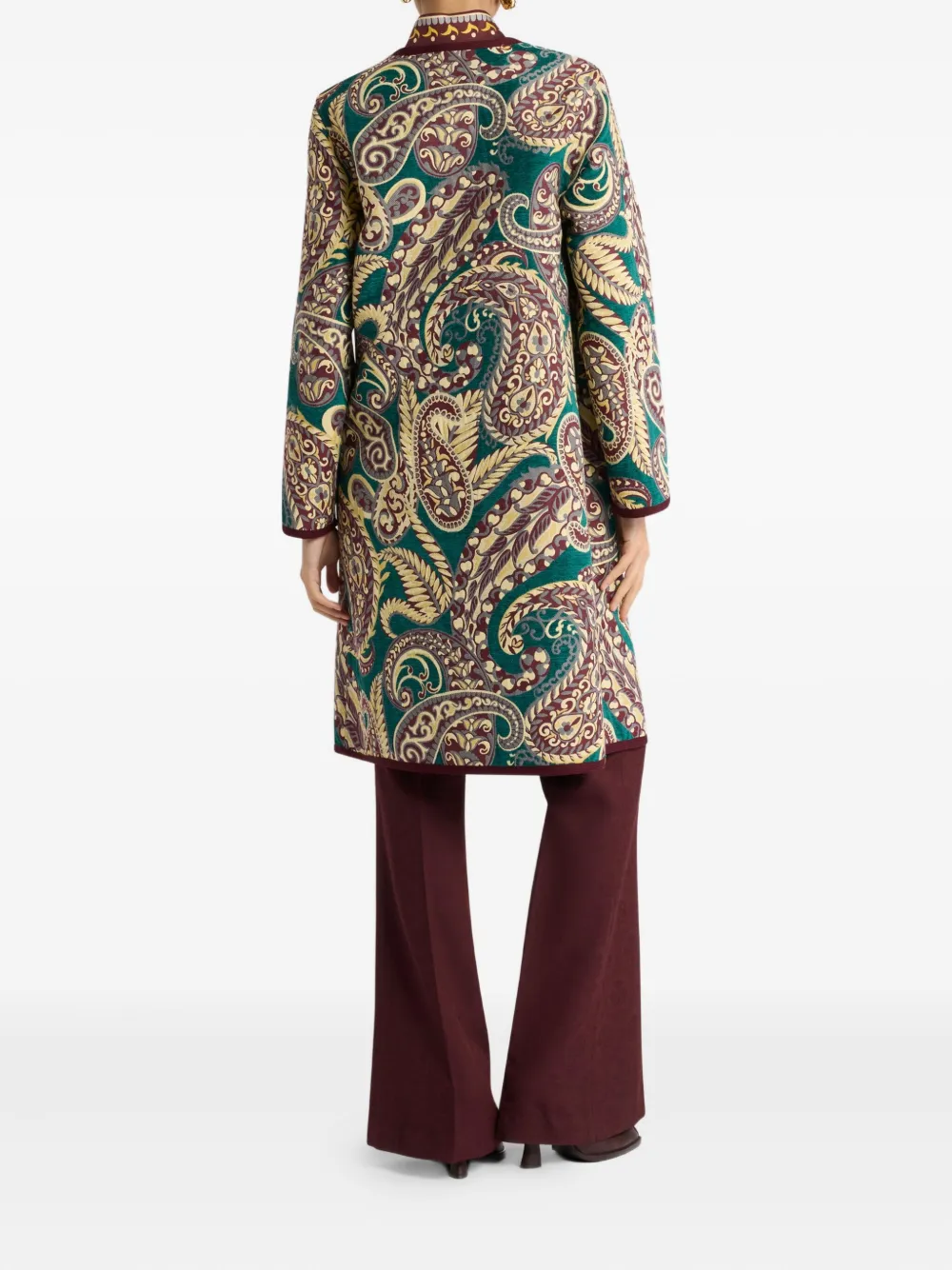 ETRO paisley-jacquard chenille coat Groen
