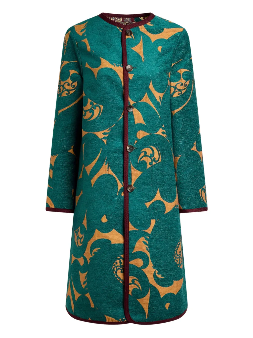 ETRO paisley-jacquard chenille coat Groen