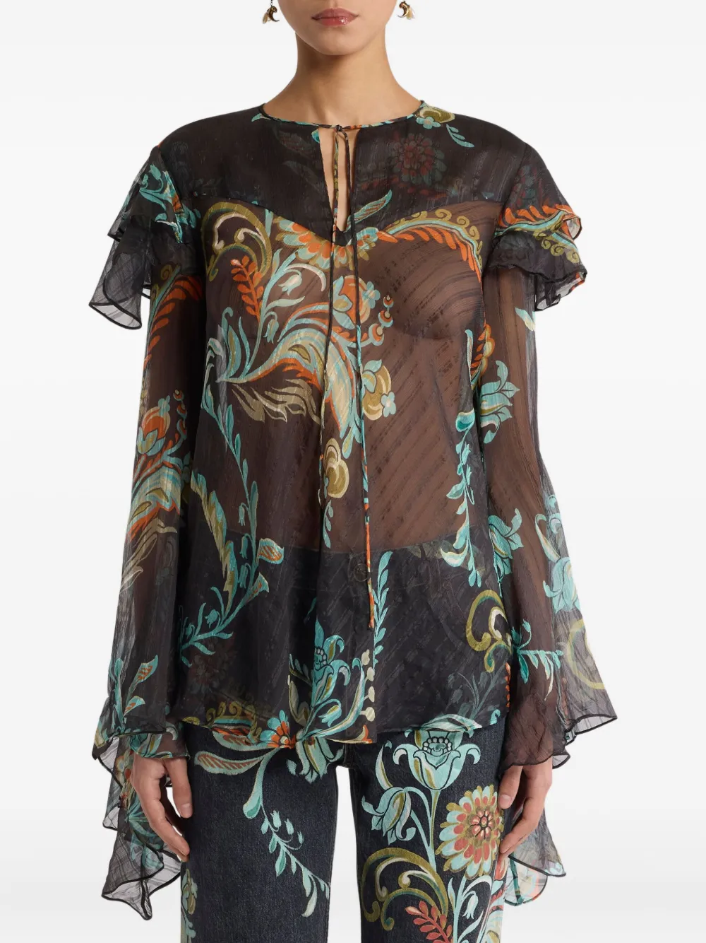 ETRO Blouse met bloemenprint Zwart