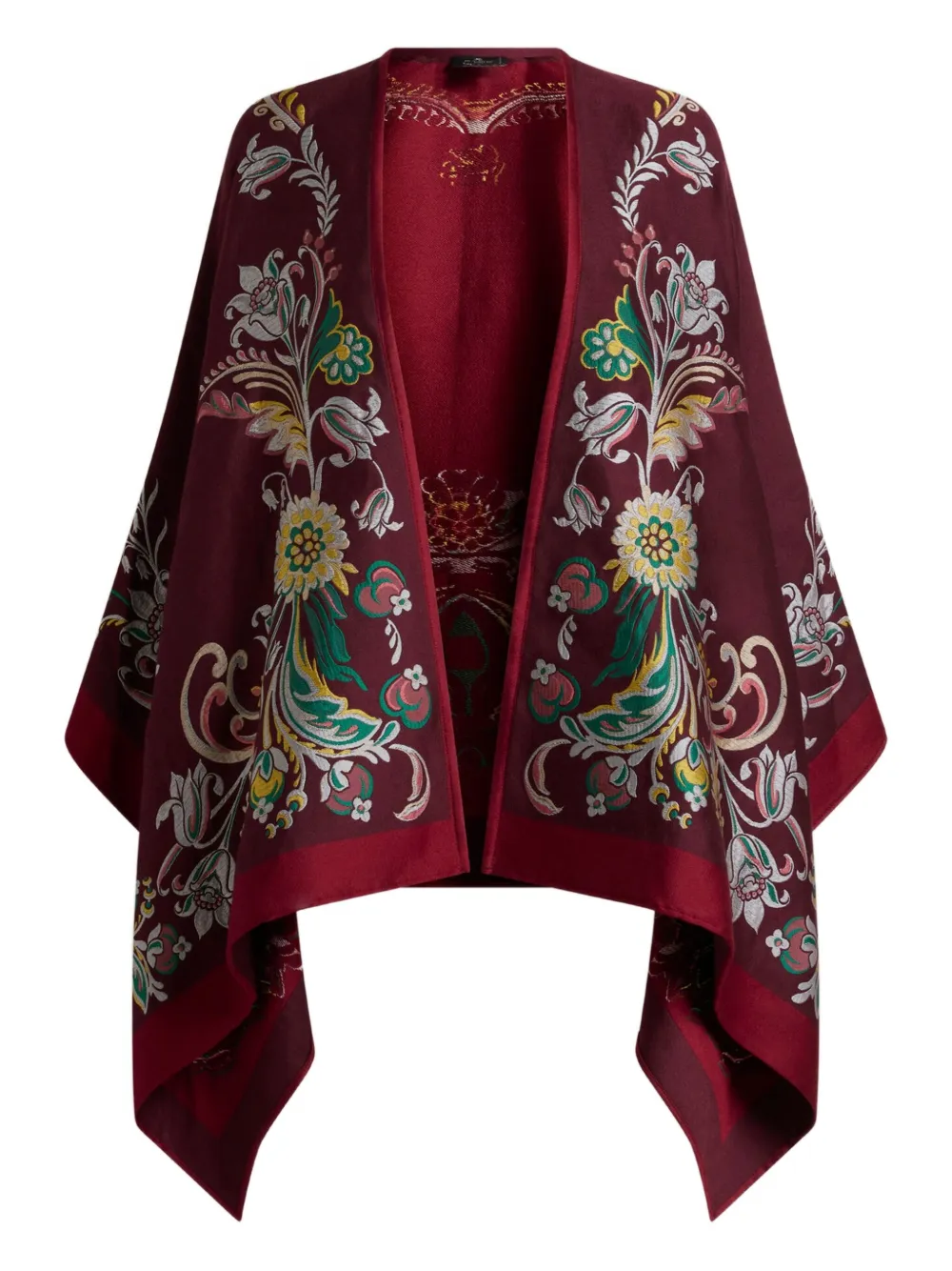 Etro Floral-jacquard Cape In Red