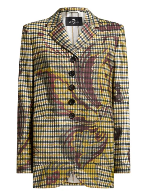 ETRO gingham floral-print jacket