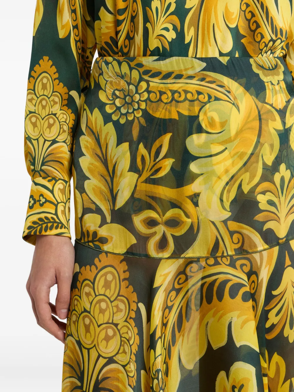 ETRO Maxi-rok met bloemenprint en ruches Groen