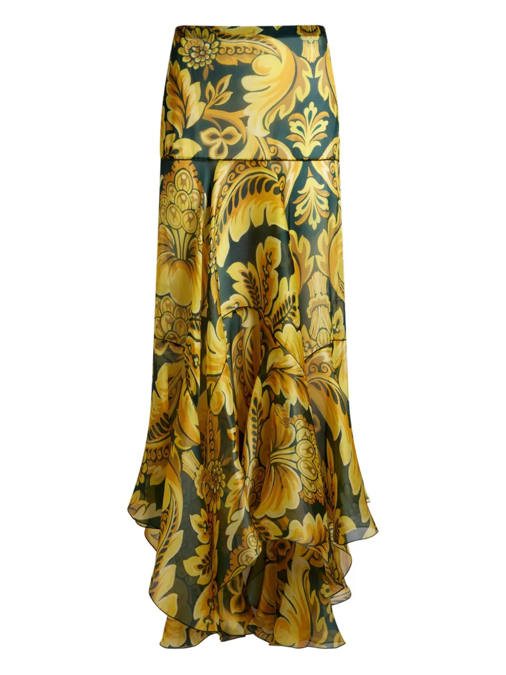 Etro Floral-print Ruffled Maxi Skirt In Multi
