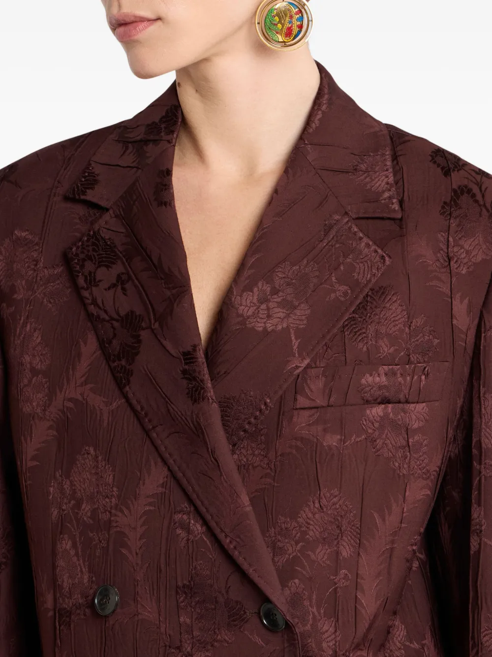 ETRO floral-print double-breasted jacket Rood
