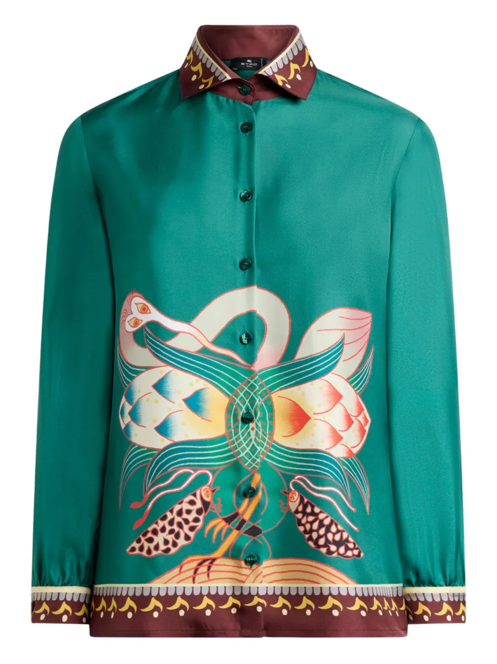 ETRO abstract-print silk shirt - Green