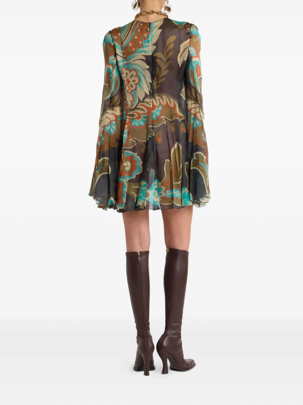 ETRO Mini-jurk met bloemenprint Bruin