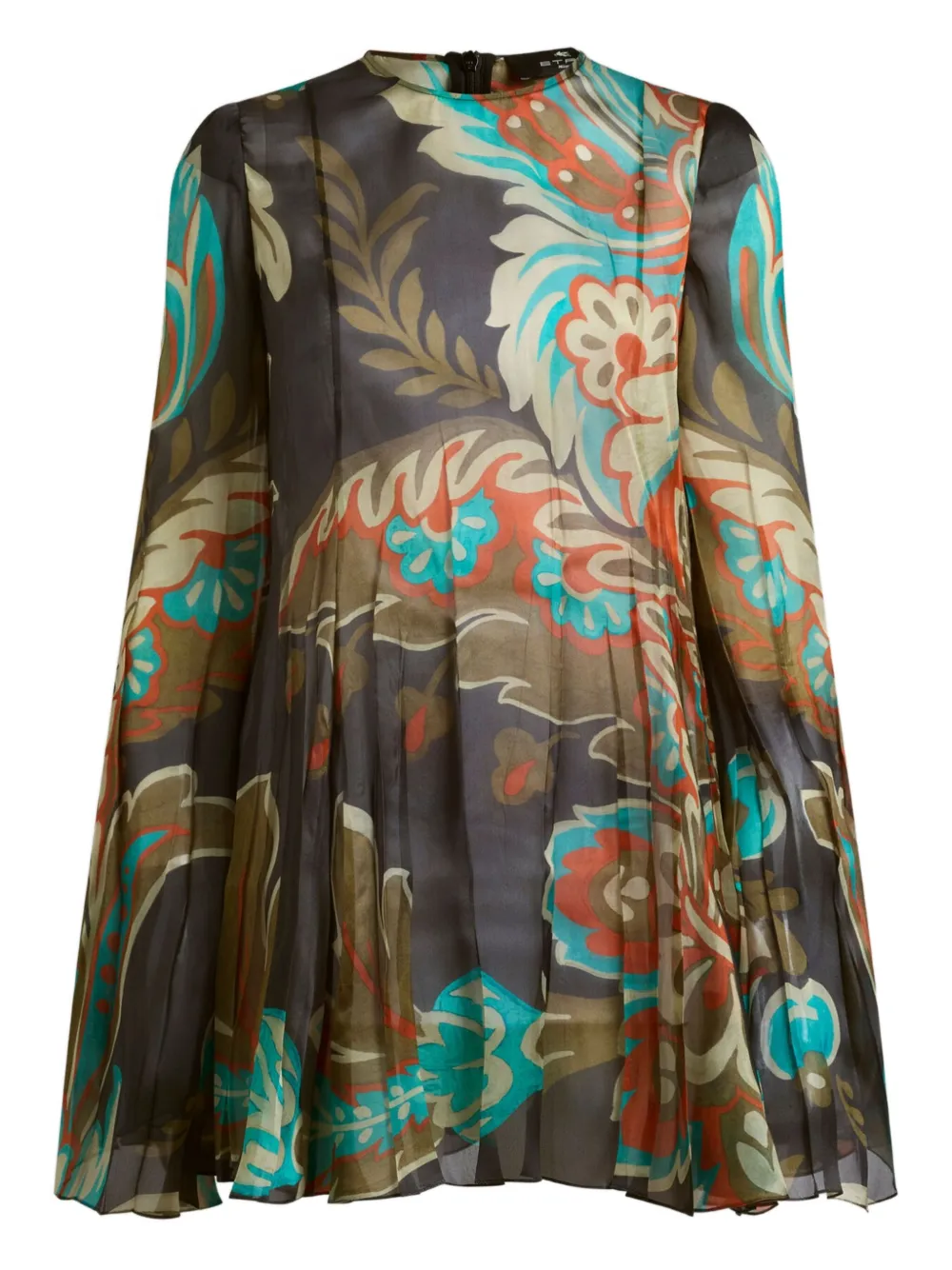 ETRO pleated floral-print mini dress | Brown | Image 1