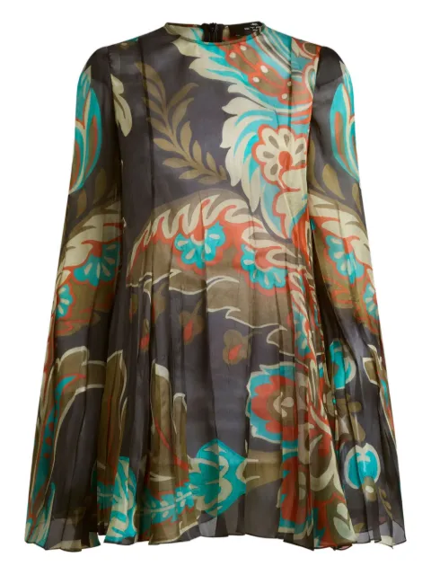 ETRO pleated floral-print mini dress