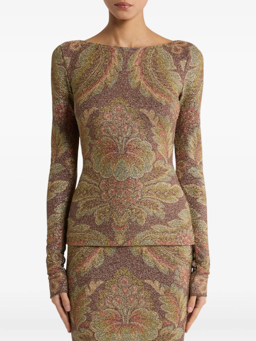 ETRO paisley glitter top Bruin