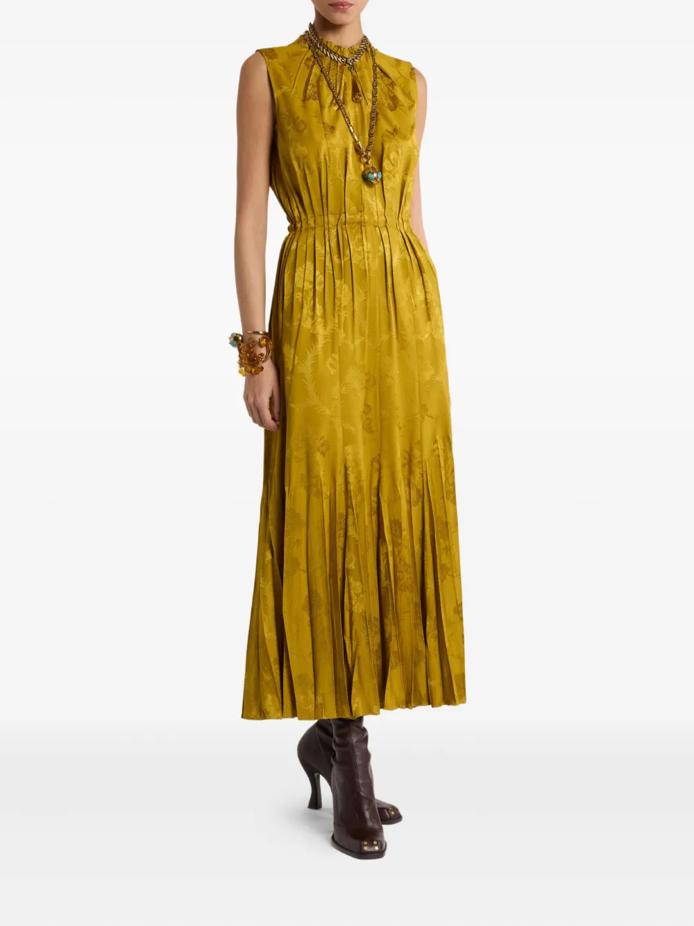 ETRO Geplooide jurk met jacquard Geel