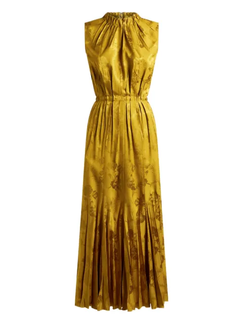ETRO leaf-jacquard pleated dress