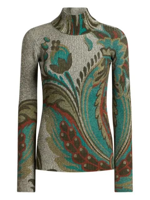 ETRO ribbed paisley-print turtleneck sweater