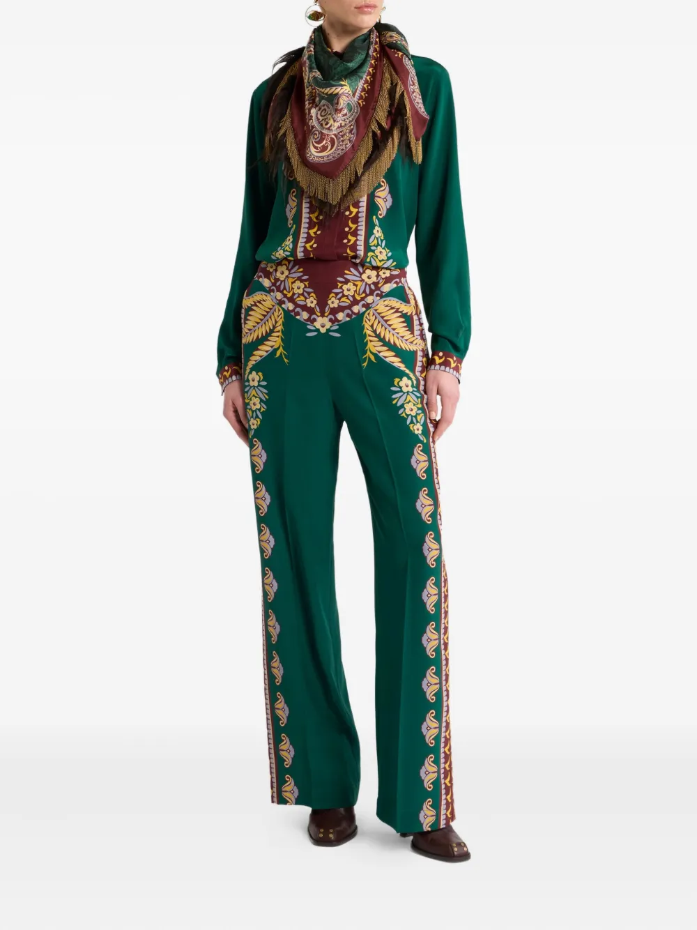 ETRO paisley-print long shirt Groen