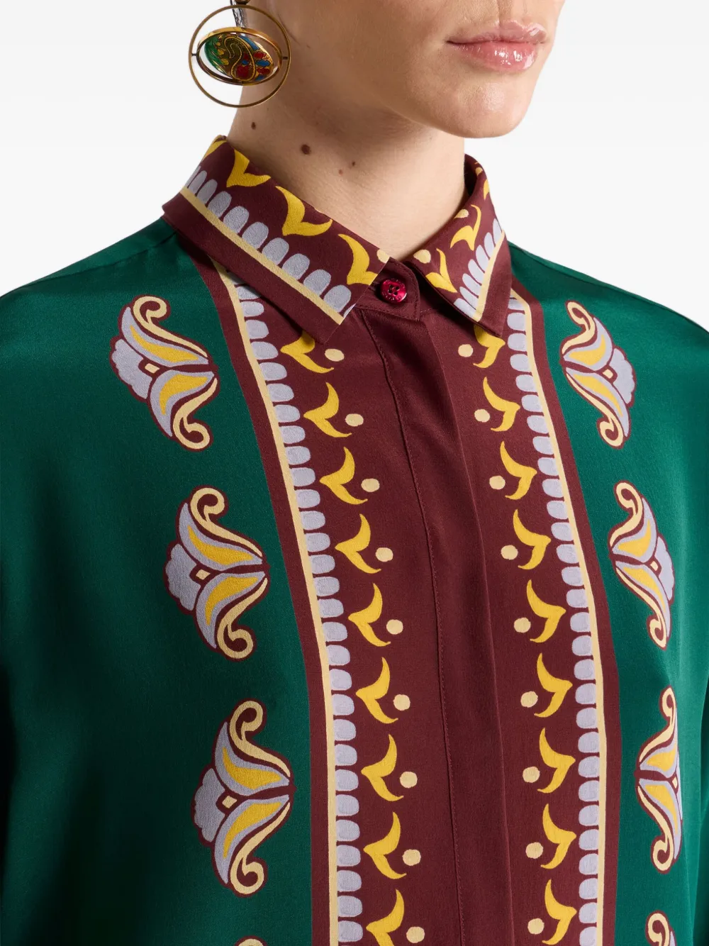ETRO paisley-print long shirt Groen