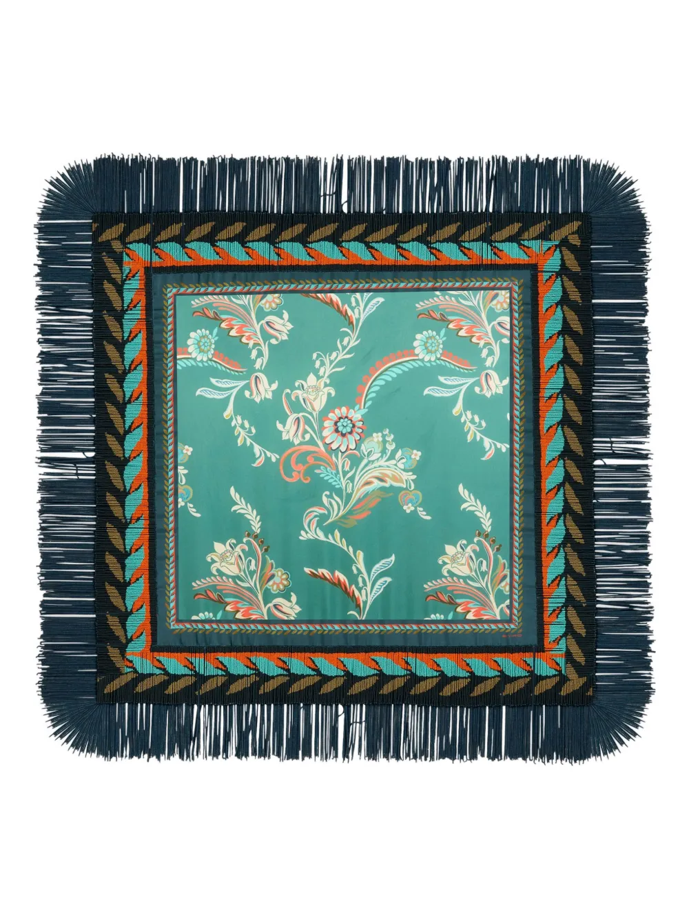 ETRO Sjaal met franje en patroon Blauw