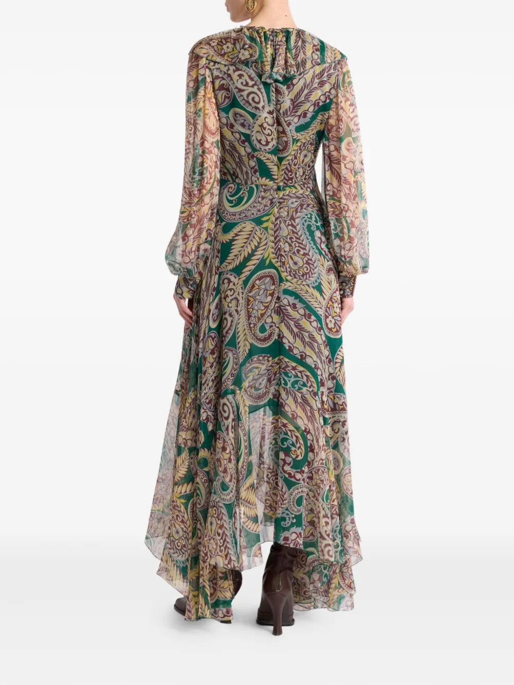 ETRO Maxi-jurk met paisley-print en ruches Groen