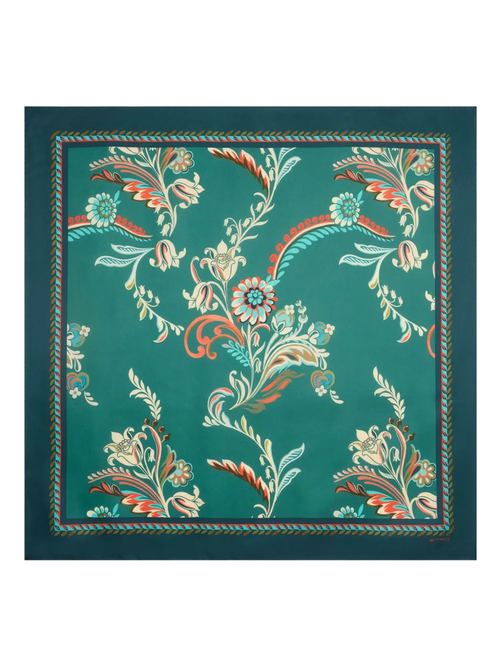 ETRO Foulard in seta con stampa narcisi - Verde