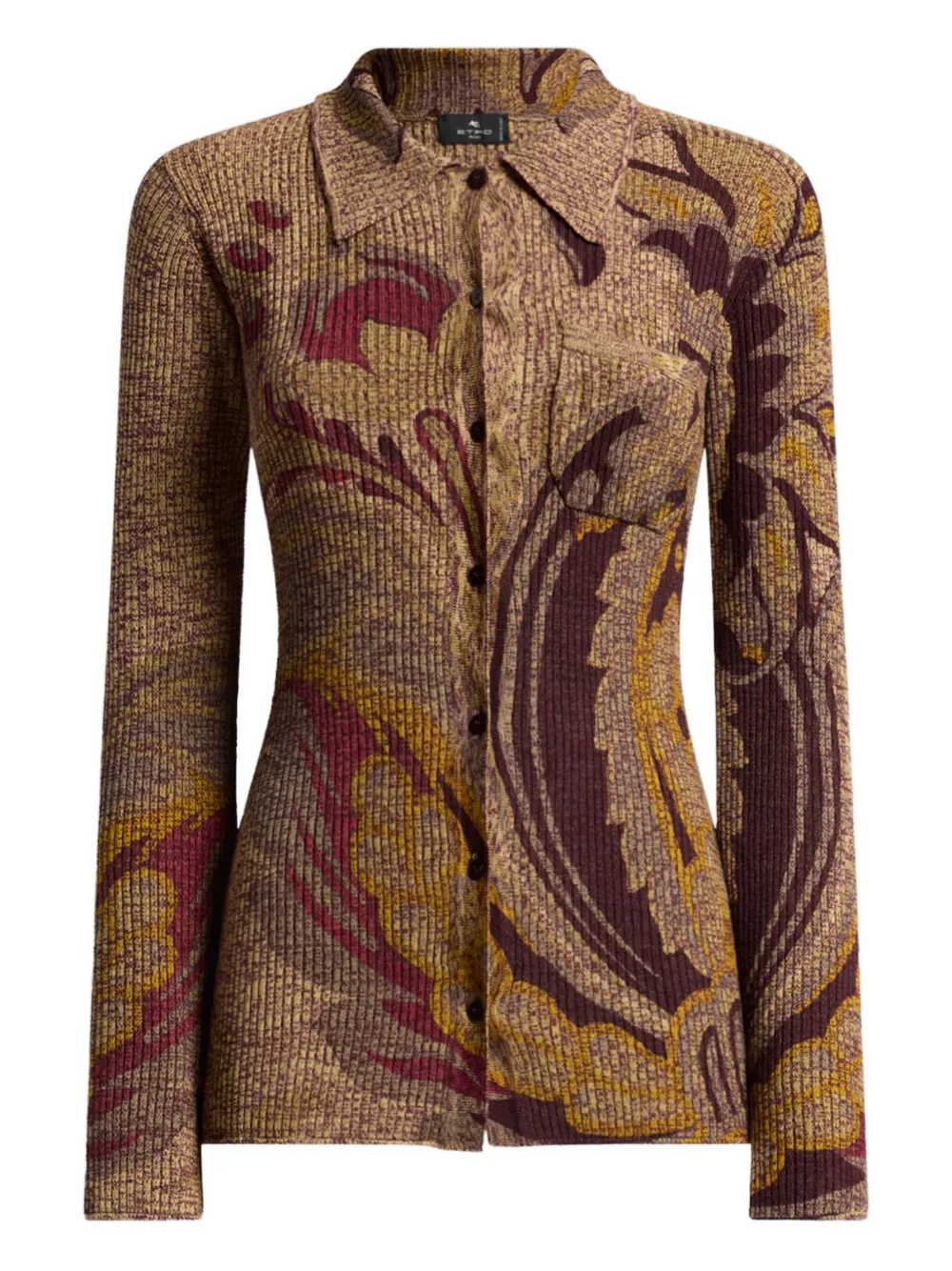 ETRO Geribbeld vest met bloemenprint Bruin