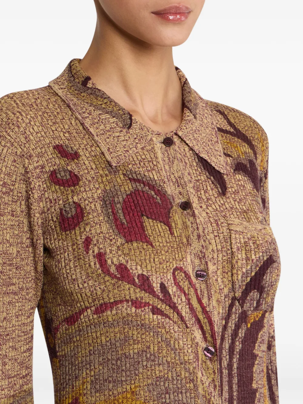 ETRO Geribbeld vest met bloemenprint Bruin