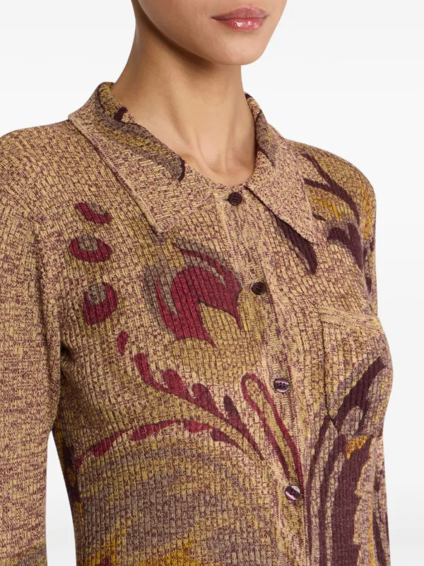 ETRO Ribbed floral-print Cardigan | Brown | FARFETCH