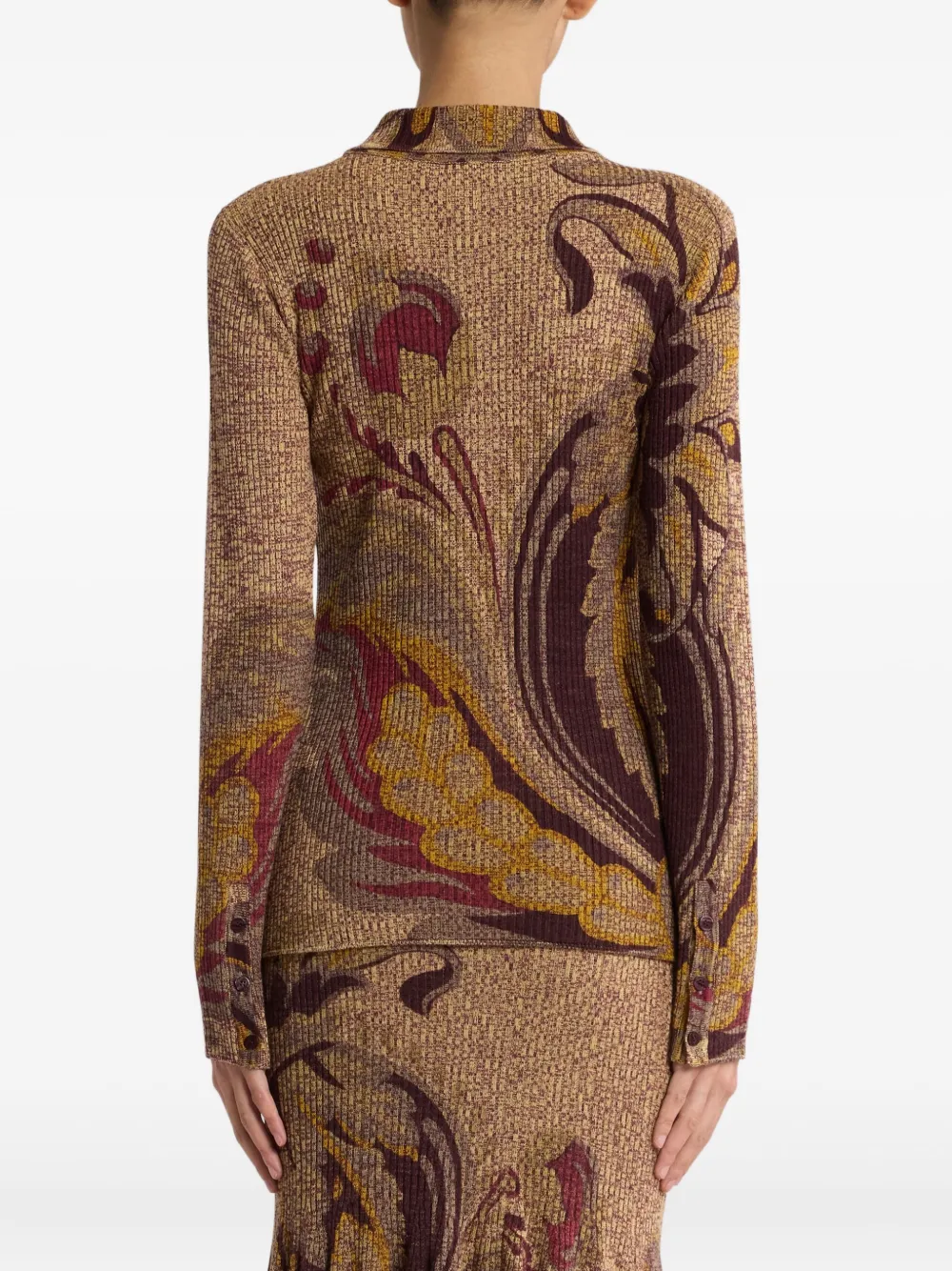ETRO Geribbeld vest met bloemenprint Bruin