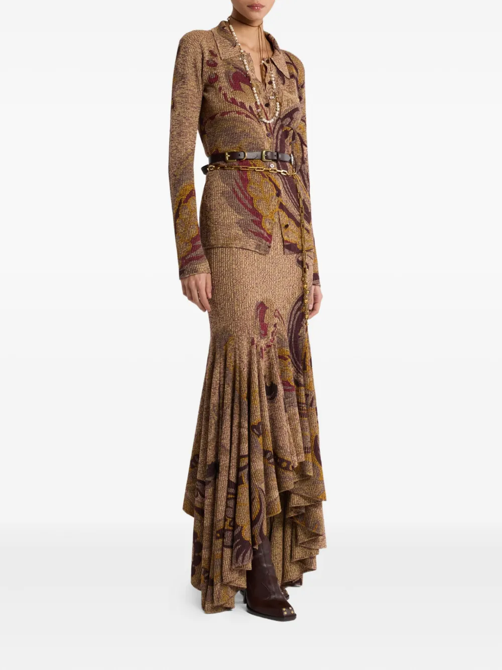 ETRO Geribbeld vest met bloemenprint Bruin