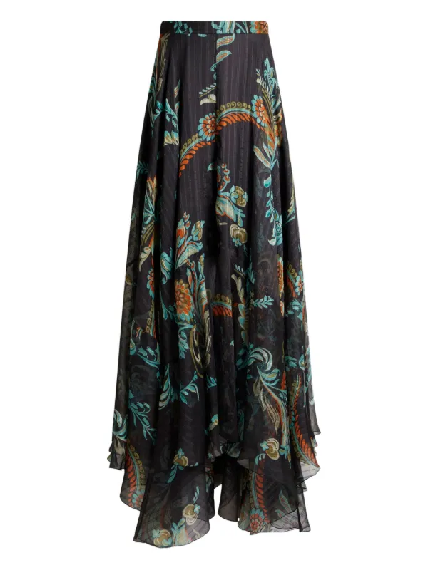 Etro Floral-print Maxi Skirt in Black