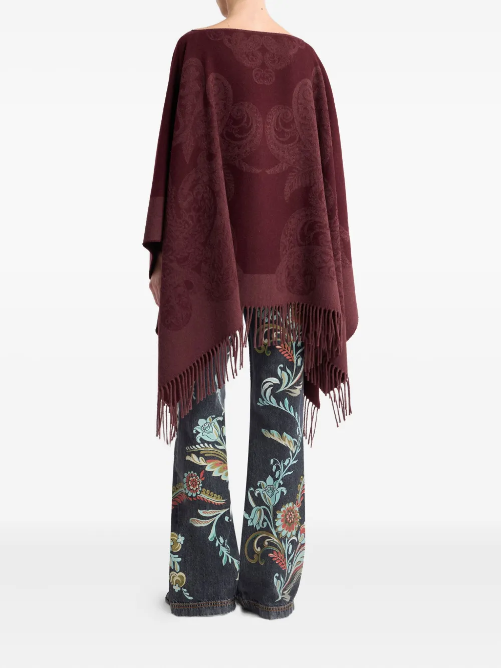ETRO Poncho met paisley jacquard Rood