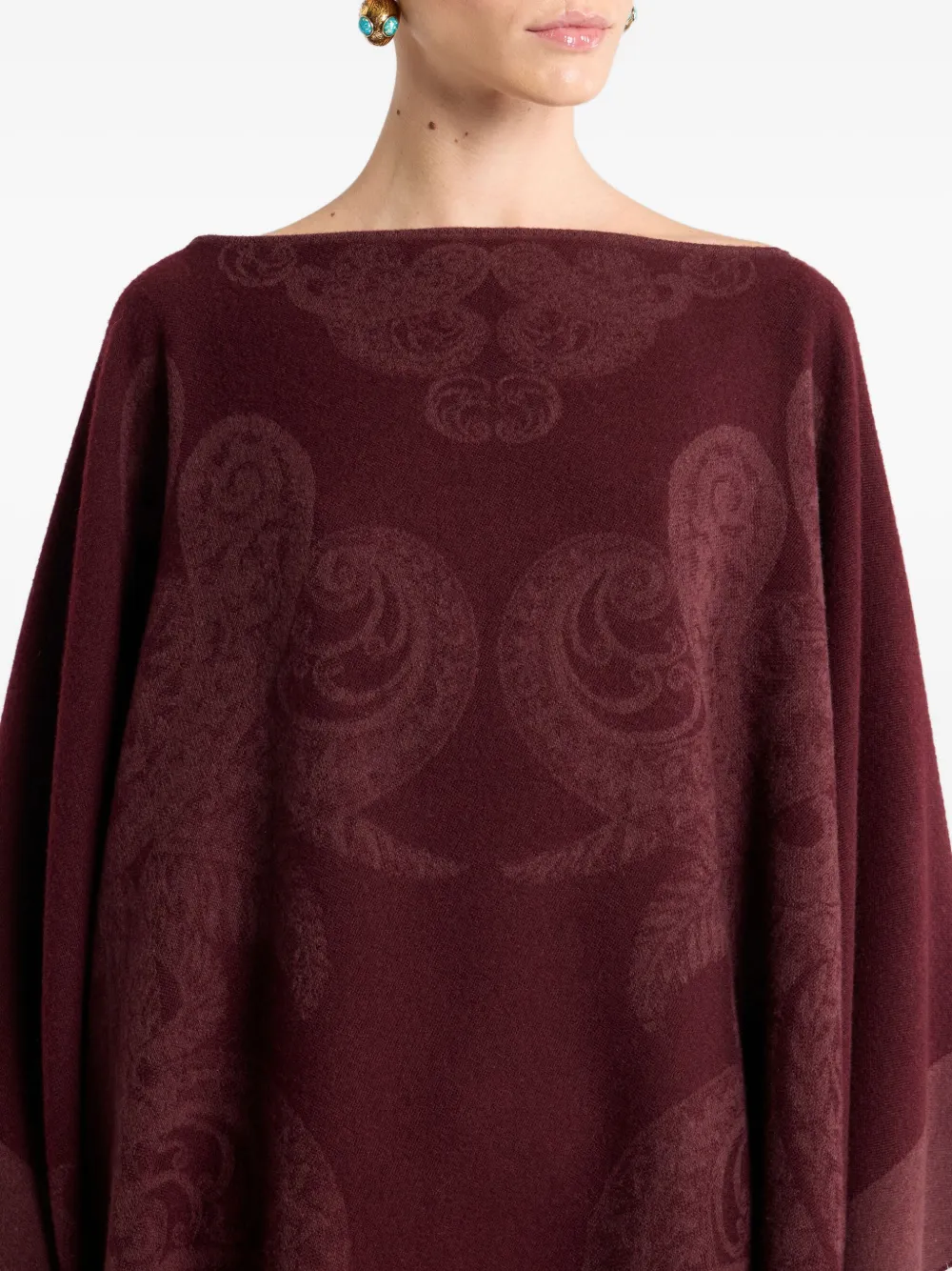 ETRO Poncho met paisley jacquard Rood