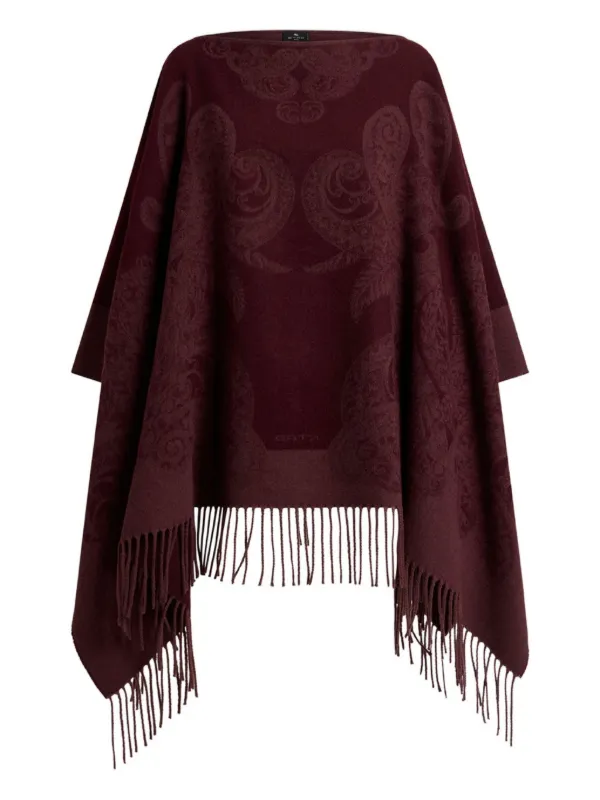 ETRO ペイズリーポンチョ | レッド | FARFETCH JP