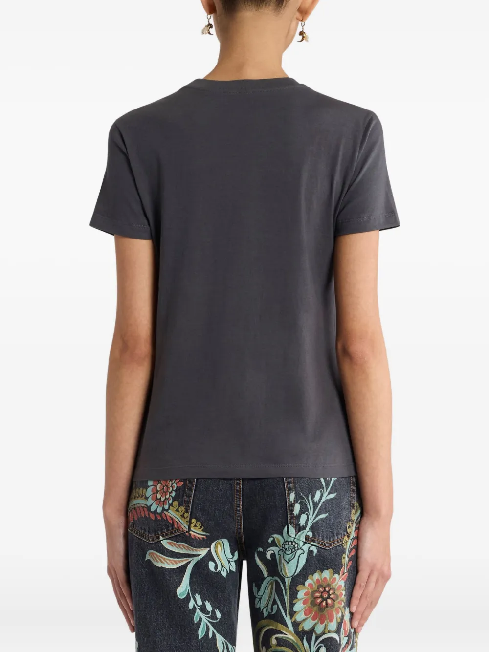 Etro Sequin-embellished Graphic T-shirt In Gray