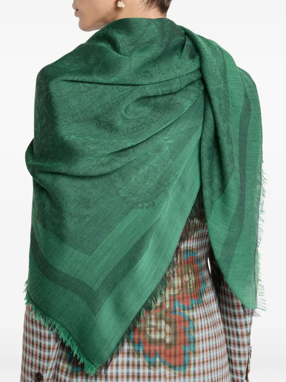 ETRO paisley jacquard shawl Groen