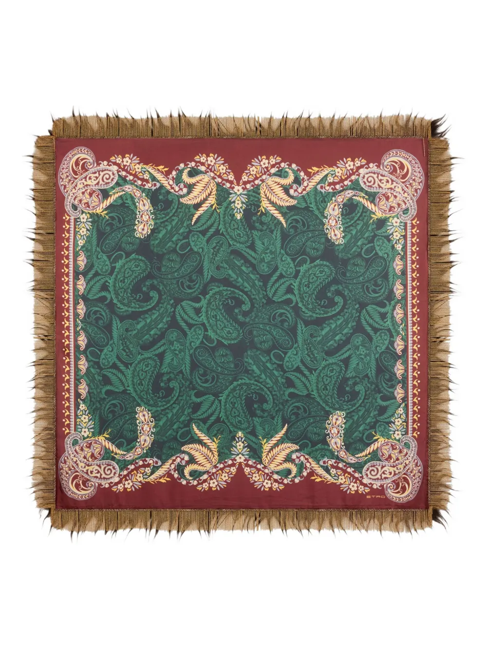 Etro Paisley Fringed Scarf In Green