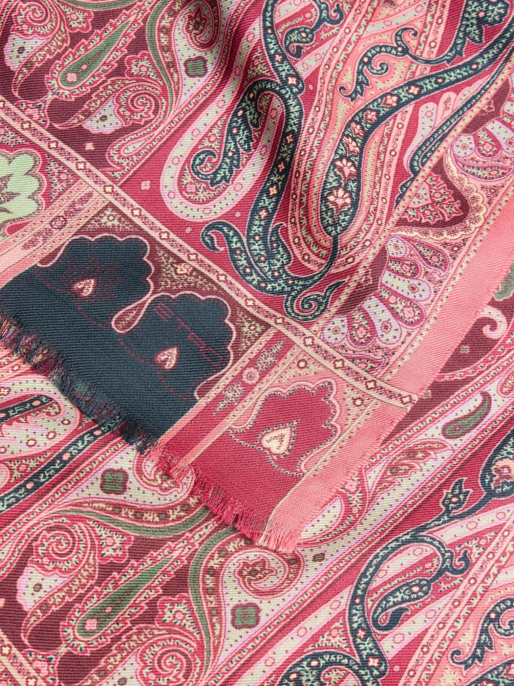 ETRO paisley print wool silk scarf - Roze