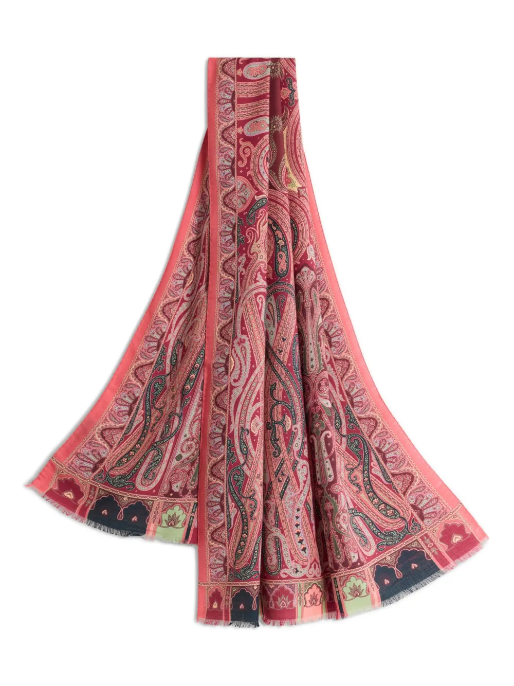 paisley print wool silk scarf