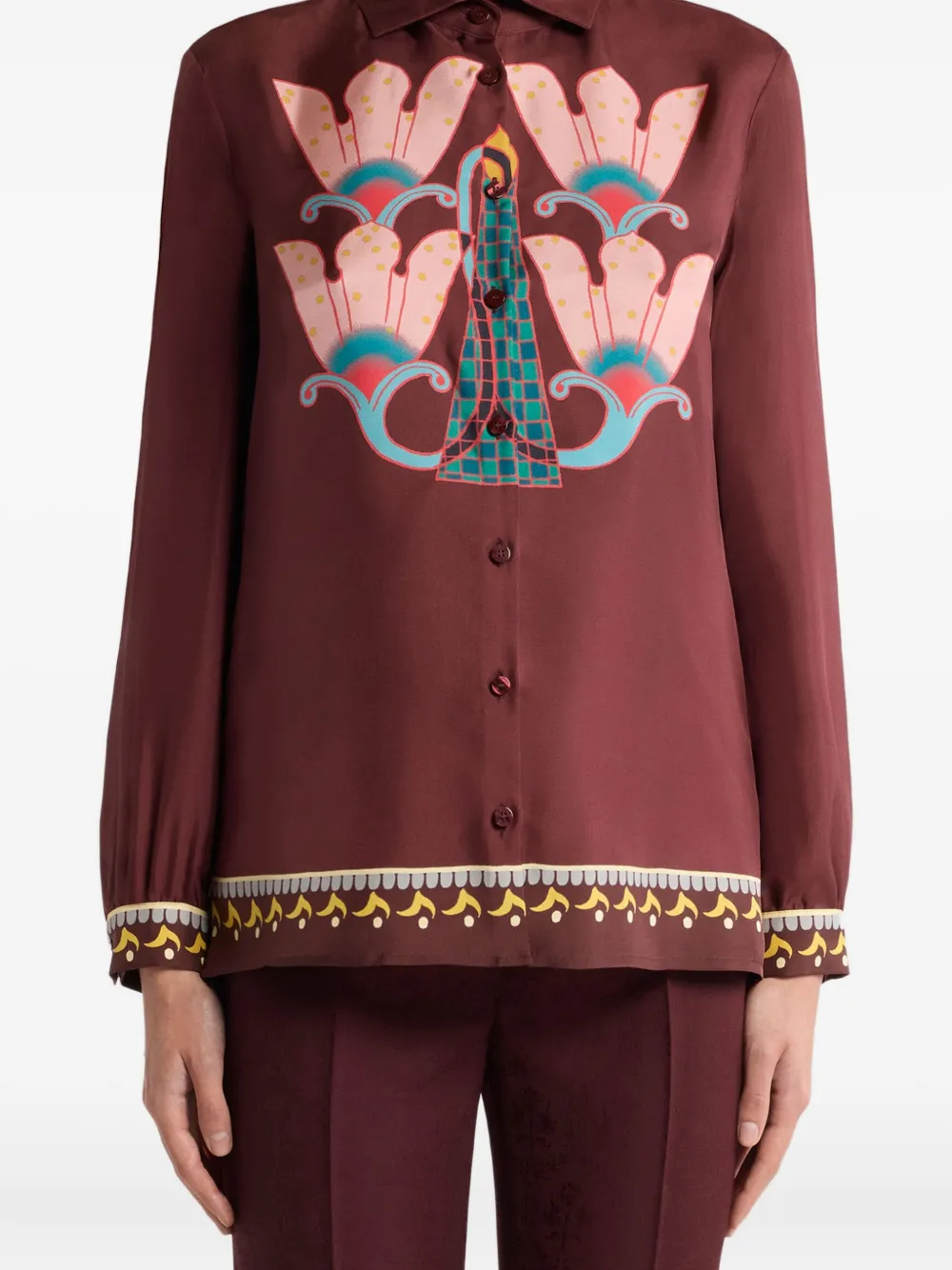 ETRO Blouse met bloemenprint Bruin