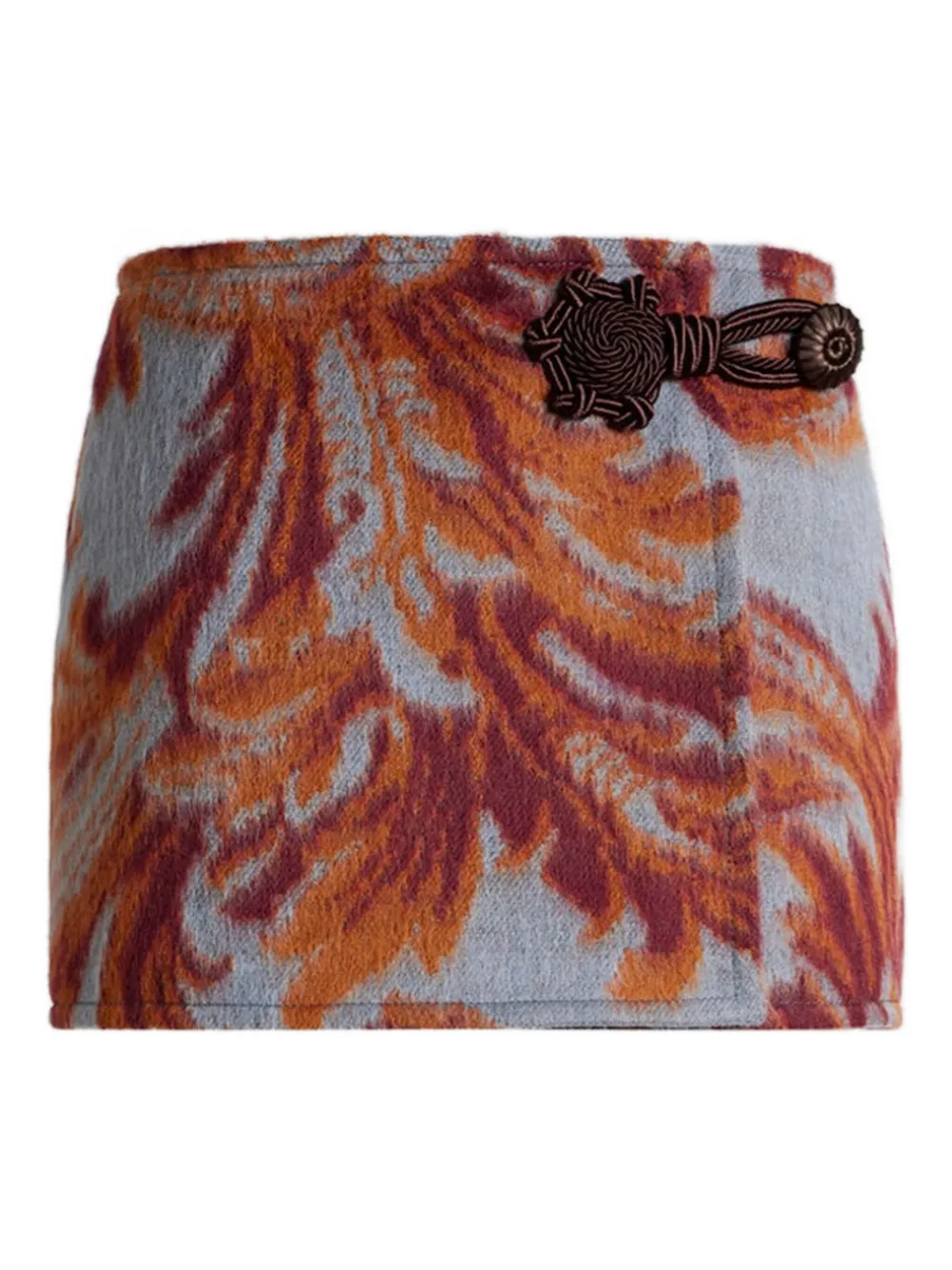 ETRO Mini-rok met bladerprint en ceintuur Grijs