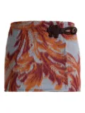 ETRO leaf-print belted mini skirt - Grey