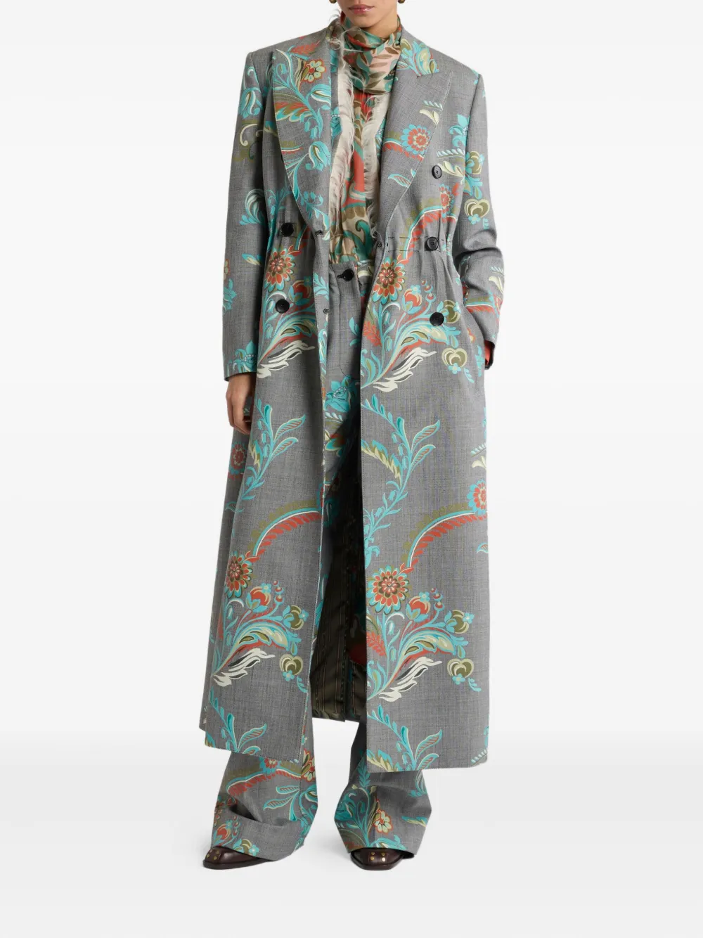 ETRO Jas met enkele rij knopen en print Grijs