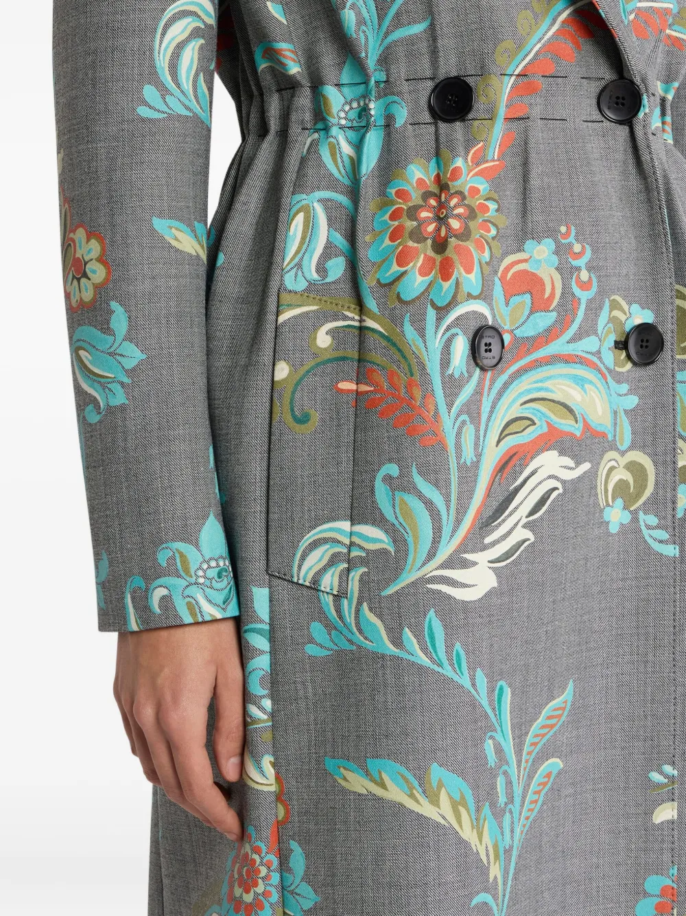ETRO Jas met enkele rij knopen en print Grijs