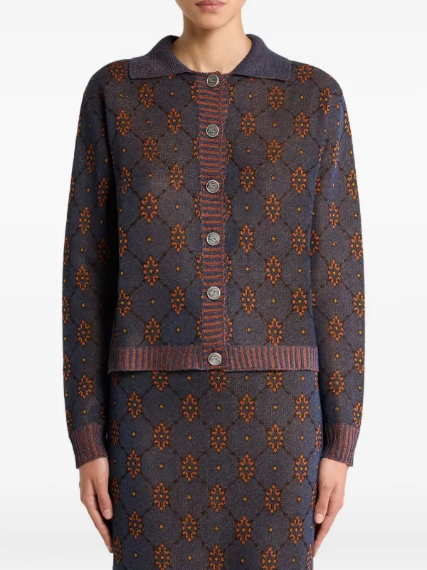 ETRO ポロネック カーディガン | ブルー | FARFETCH JP