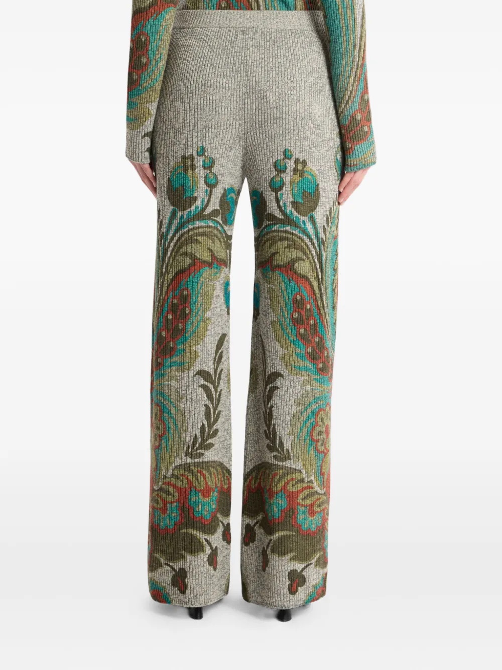 ETRO Geribbelde broek met paisley-print Grijs