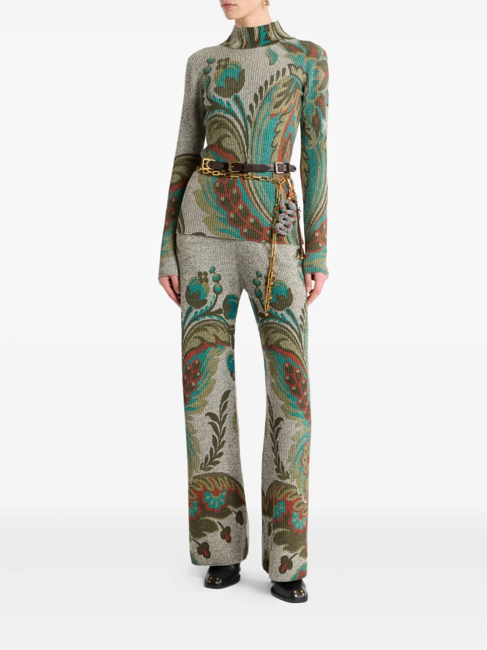 ETRO Geribbelde broek met paisley-print Grijs