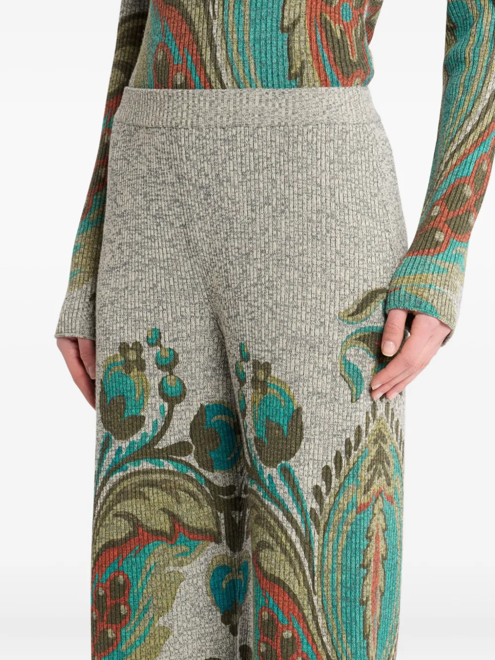 ETRO Geribbelde broek met paisley-print Grijs