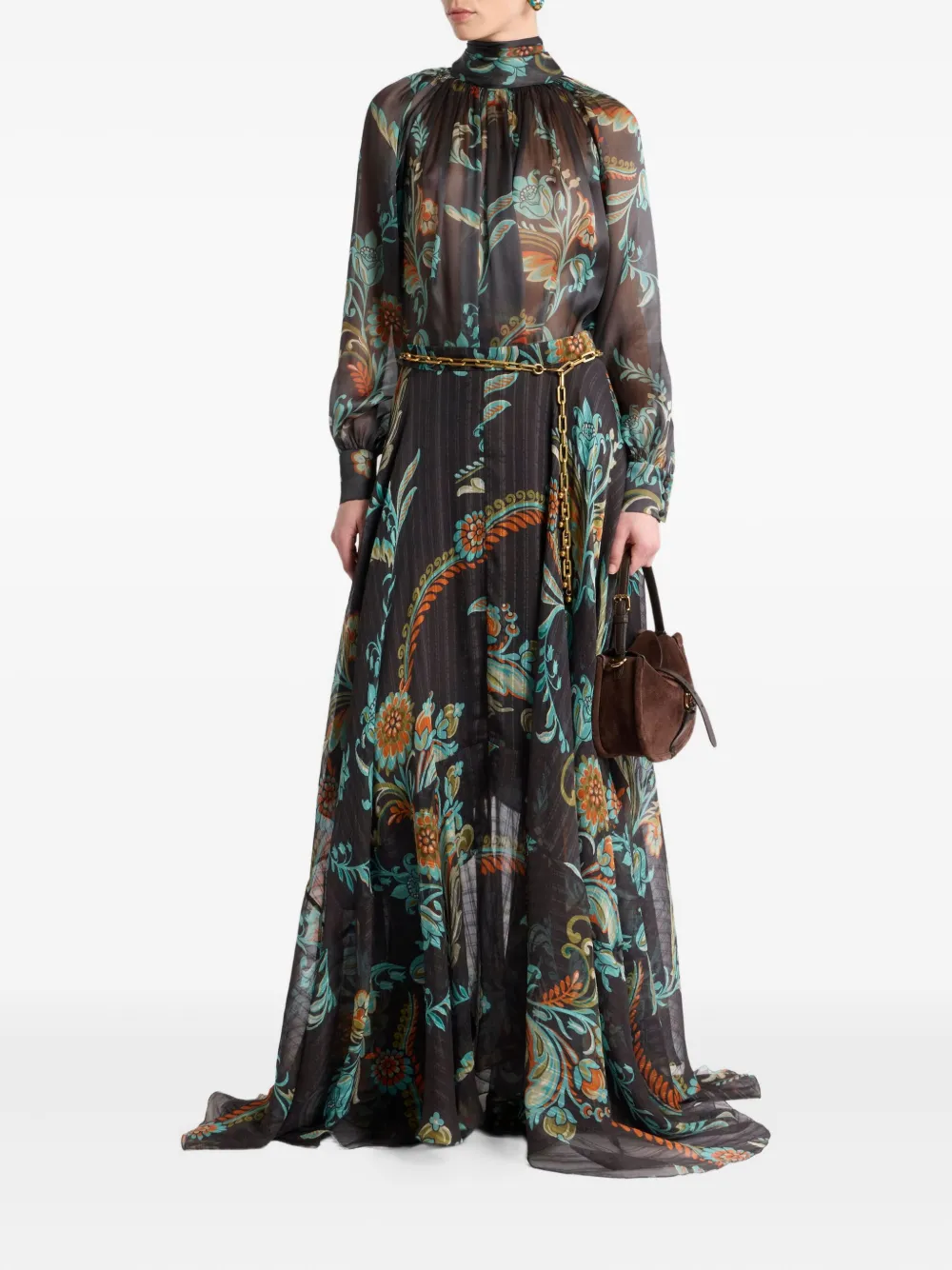 ETRO Blouse met hoge hals en patroon - Zwart