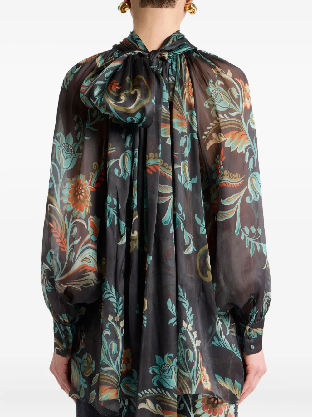 Etro Daffodil-motif High-neck Blouse In Multi
