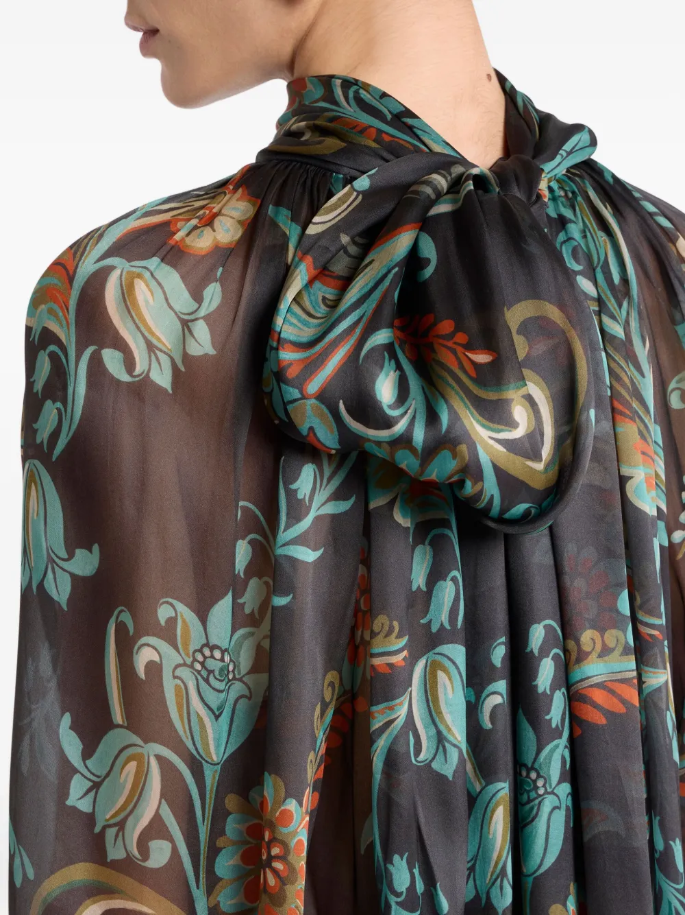 Etro Daffodil-motif High-neck Blouse In Multi