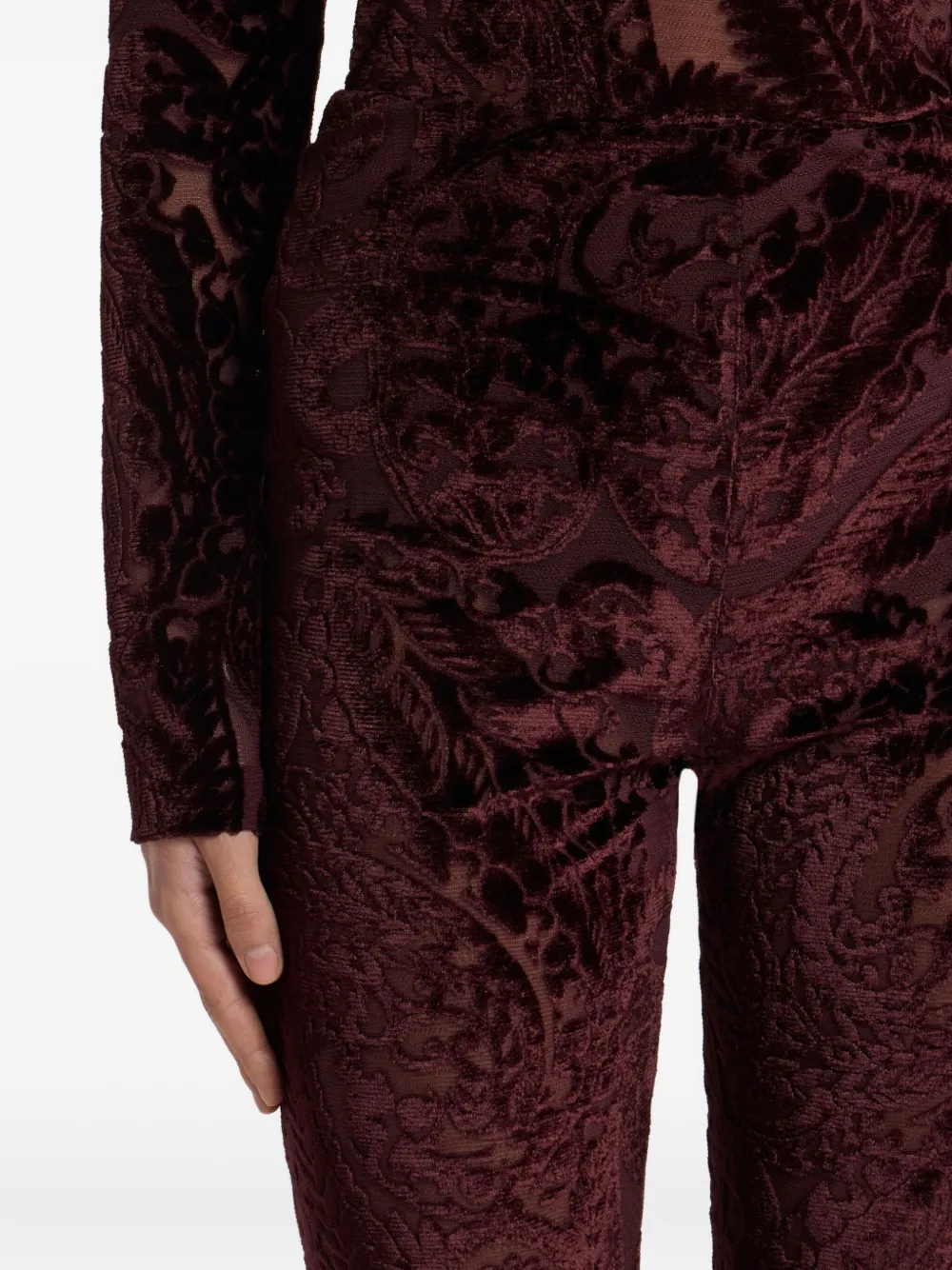 ETRO jacquard chenille flared trousers Bruin