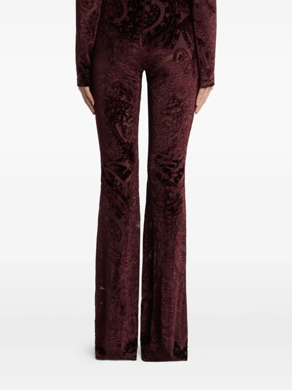 ETRO jacquard chenille flared trousers Bruin